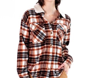 Chocolate Sherpa Collar Fleece Shacket