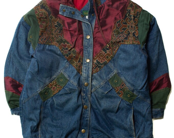 Vintage 'Mills' Green Cream Brown Tapestry Waistcoat S 10 12