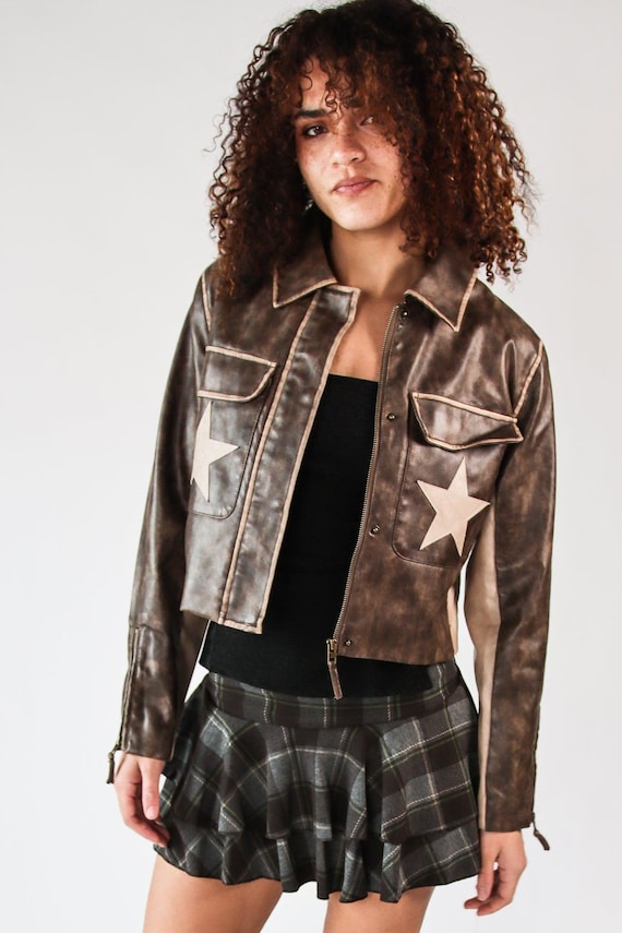 Brown Moto Jacket – Star Detail