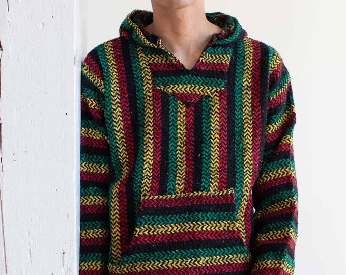 Rasta Baja Hoodie: Recycled Cotton Hippie Beach Poncho