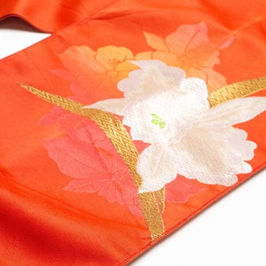 Vintage Embroidered Orchid Nagoya Obi 144