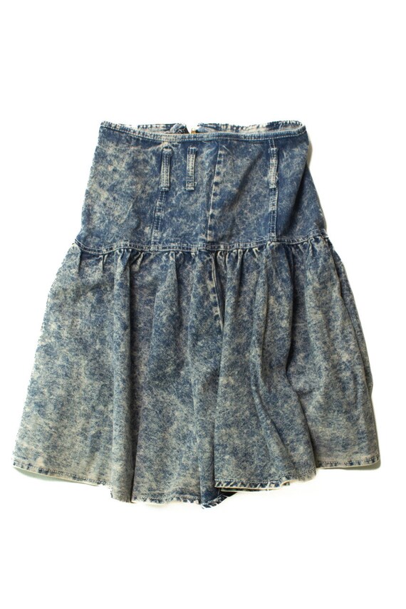 Vintage Acid Wash High Waisted Denim Skirt (1980s) - image 4