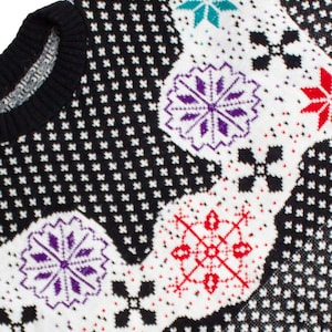 Suéter vintage preto de malha Fair Isle (década de 1980)