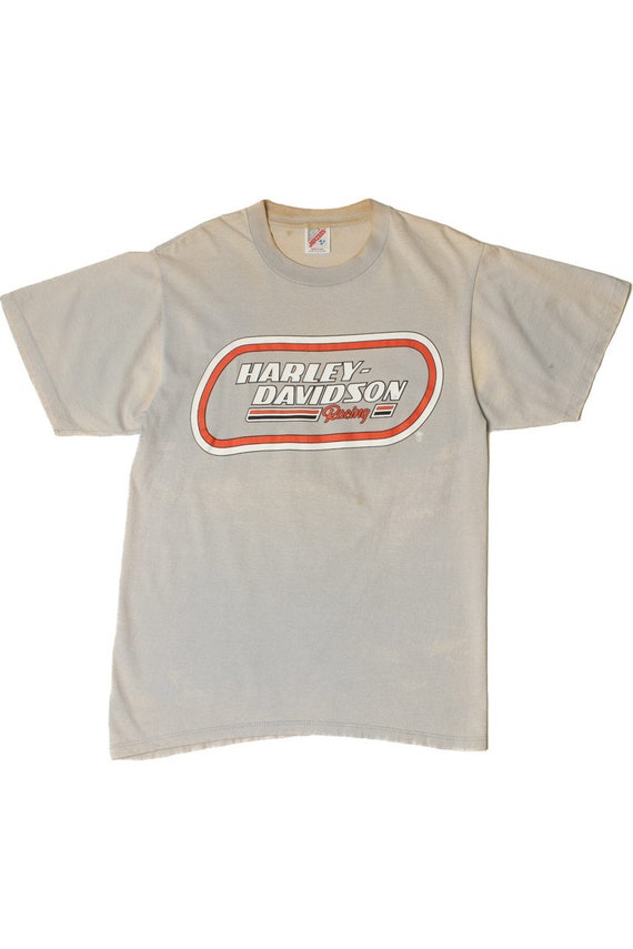 ヴィンテージ風ダメージ加工ハーレーダビッドソン レーシングTシャツ