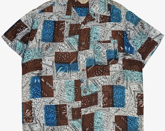 Rare - Vintage Pilgrim Hawaiian Shirt Blue Made is California USA