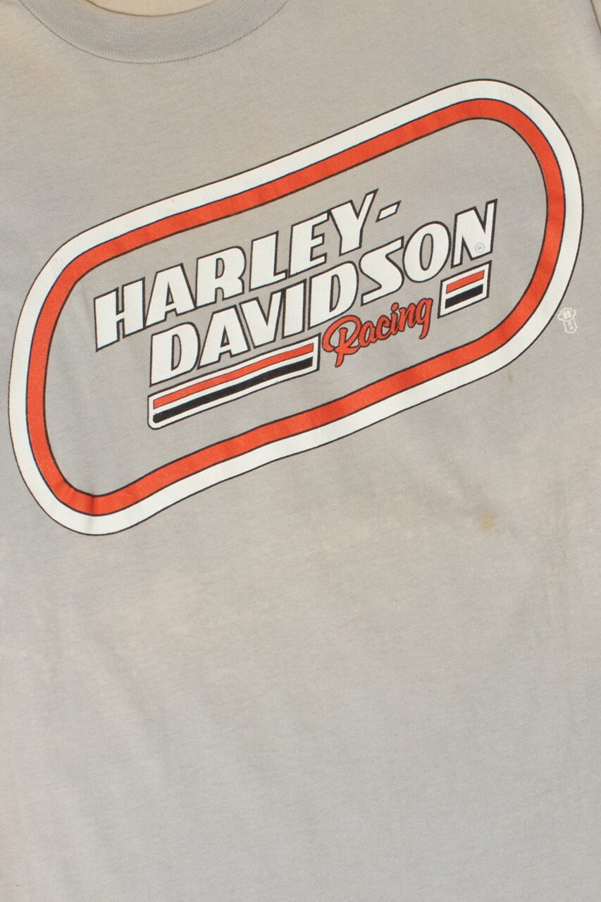 ヴィンテージ風ダメージ加工ハーレーダビッドソン レーシングTシャツ