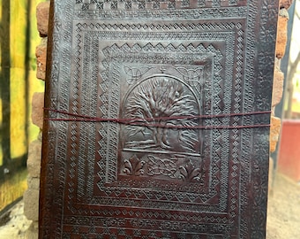 Extra Large Leather Journal: Embossed Tree of Life, Blank Pages