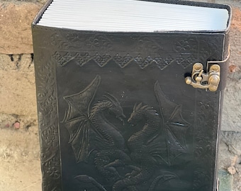 Embossed Double Dragon Leather Journal: Medieval DND Notebook