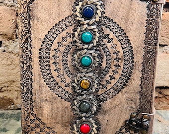 Handmade Leather Journal: Embossed Seven Stone Writing Notebook