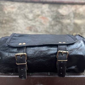 Leather Saddle Bag Motorcycle Bag Black Fork Tool Pouch Bag Cycling Bag Bike Bag New Flap Pouch Best Gift For Him