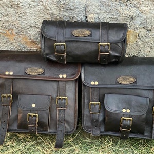 Leder Satteltaschen Motorradtasche Schwarz drei Taschen Panniers Satteltaschen für Sportscaster 3er Set Taschen
