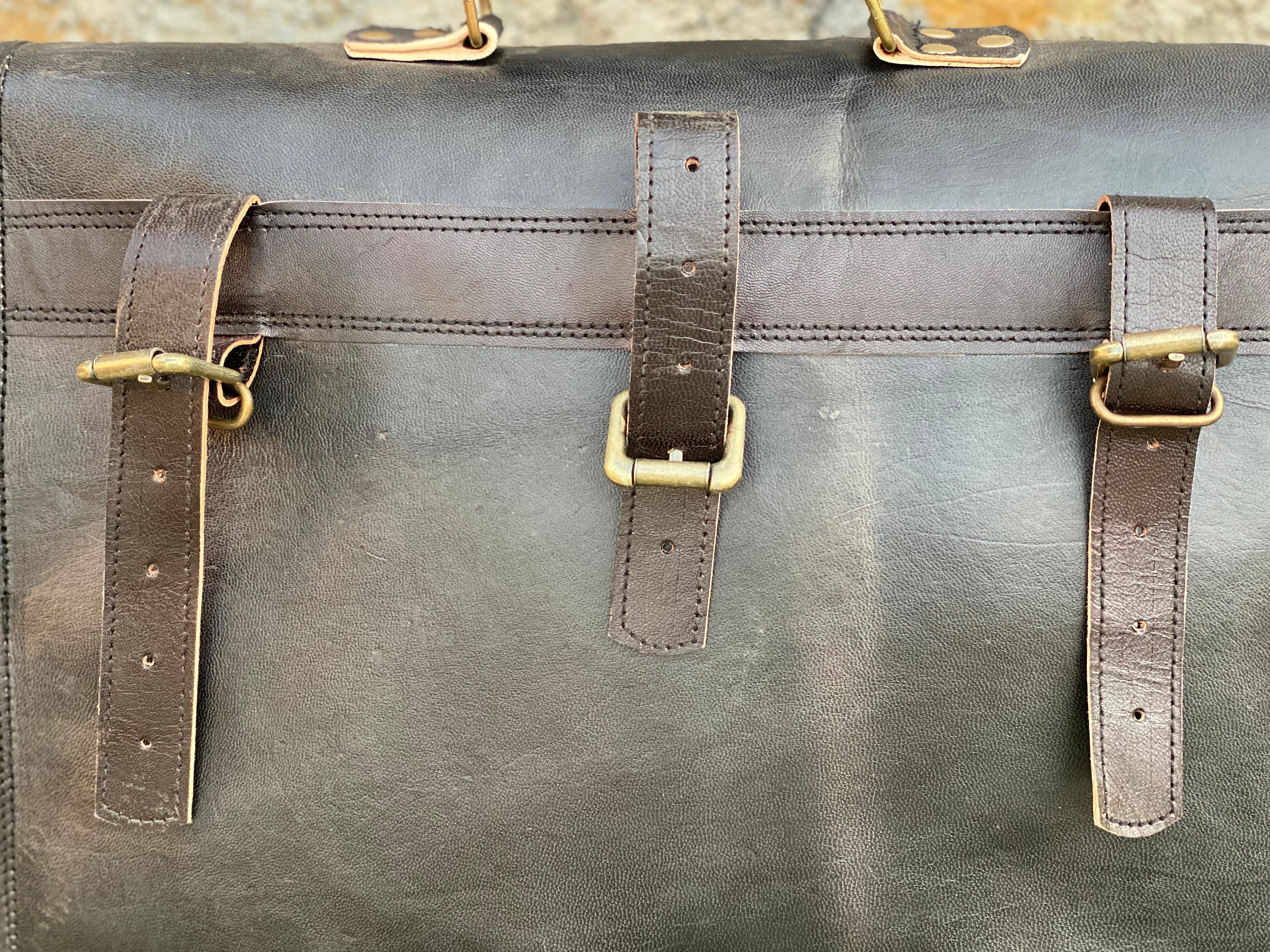Black Leather Motorcycle Messenger Bag Set With Tool Pouch - Etsy