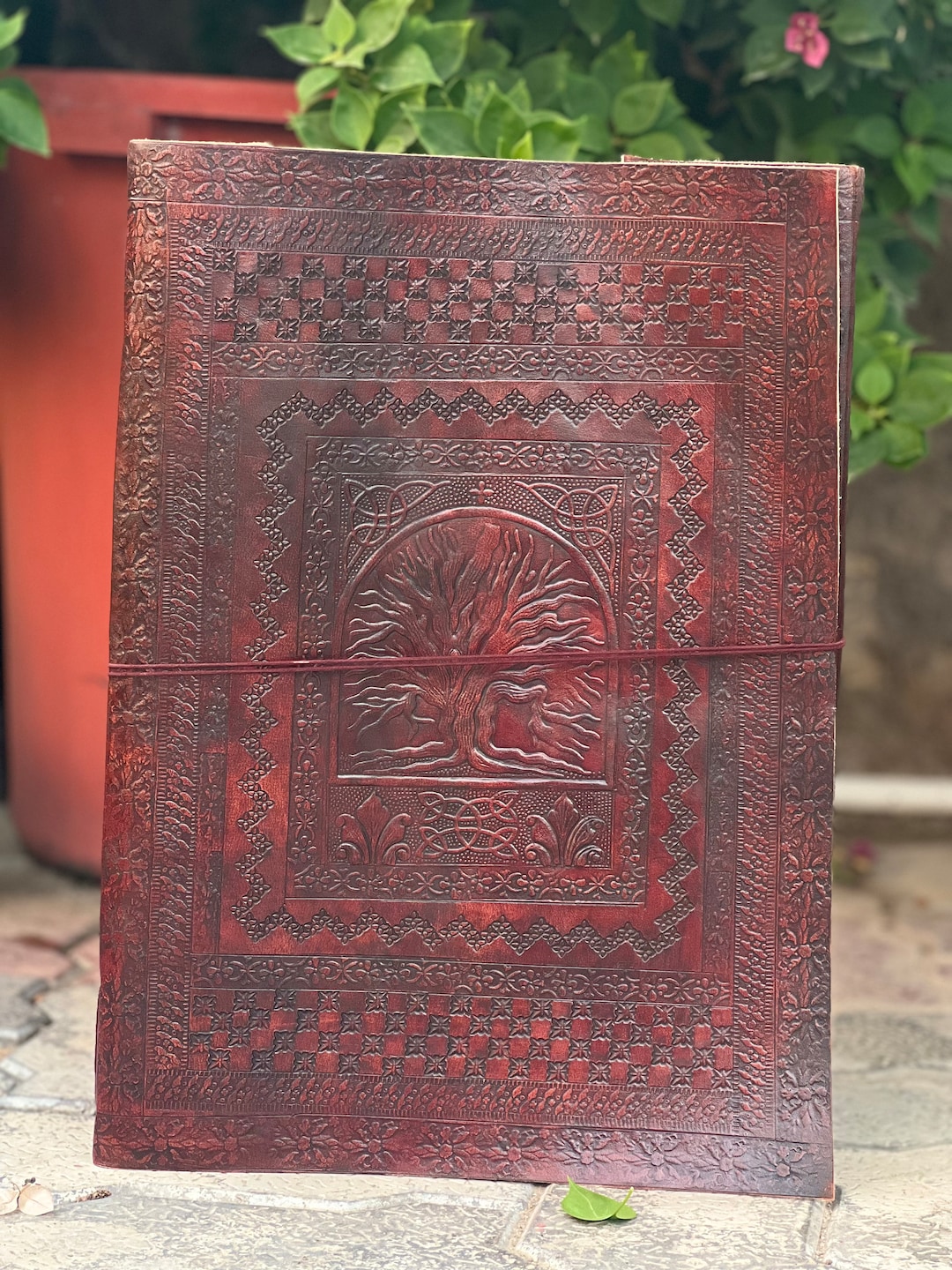 Embossed Leather Tree of Life Journal: Handmade Vintage Paper Notebook ...