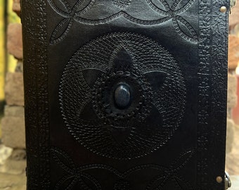 Handmade Embossed Stone Leather Journal: 10x13 Inch Diary