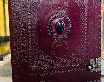 Handmade Leather Triple Moon Folder: Embossed Journal (10x13)