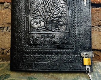 Extra Large Leather Journal: Tree Of Life, Coptic Bound, 200 Pages