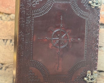 Personalized Leather Compass Folder: Refillable Ring Binder Portfolio