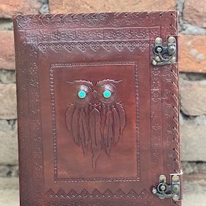 Leather OWL 3/4 Ring Binder, Leather Grimoire Binder, A4 Size Paper Holder Binder, Binder Cover, Notebook Cover, Leather Folder Organizer