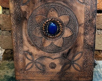 X Large Blue Stone Leather Journal The Book Of Shadow  Sketchbook Leather Diary Notebook Travel Log Bound