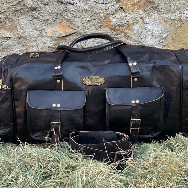 Leather Duffel Extra Large Bag Leather Gym Bag Leather weekend Bag Travel Bag Overnight Bag Vintage Black holiday duffel bag