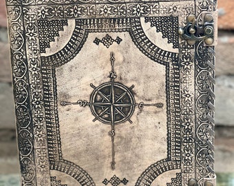 Leather Compass Grimoire Binder: All Size Paper Holder