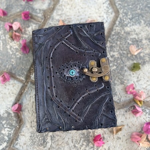 Hocus Pocus Leather Journal Book Of Shadow Spells Book Blank Notebook Wiccan Pagan Evil Eye Leather Bound Best Gift For Him/Her