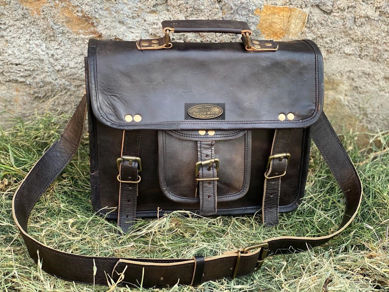 Leather Satchel Laptop Bag Messenger Office Briefcase Gift For Her Women's GVB 