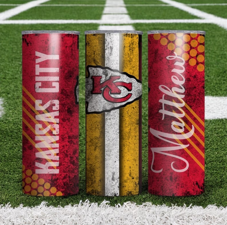 Personalized Chiefs Tumbler: 20 oz Stainless Steel Kansas City Football image 1