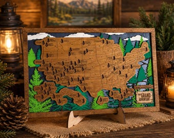 Personalized National Park Tracker Map, Wooden USA Travel Map, National Parks Bucket List, Adventure Travel Wall Decor Gift, RV Travel Map