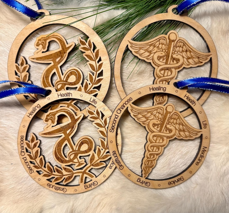 Personalized Medical Ornament: Caduceus or Bowl of Hygeia - Custom Name ...