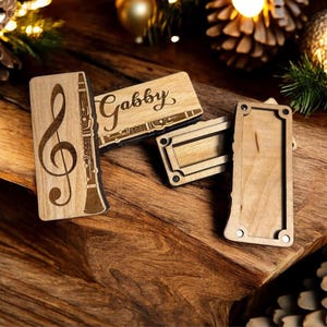 Soporte de cañas de clarinete personalizado, regalo para músico, regalo para clarinetistas, regalo para profesores, regalo para el Día del Padre, regalo de graduación, estuche de madera personalizado