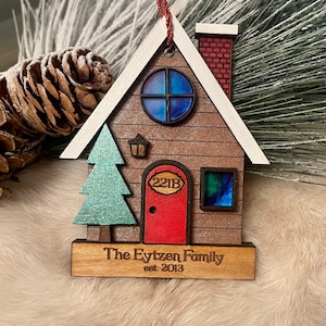 Brown House Ornament, House Warming Gift, Custom Ornament, Realtor Gift, First House Ornament, First House Gift, Personalizable Gift