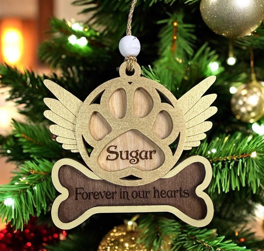 Pet Memorial Ornament | Personalized Pet Loss Gift | Angel Paw Print ...