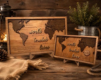 Personalized Appreciation Plaque, Retirement Gift, Teacher Gift, Doctor Gift, Custom Recognition Award, World Map Wooden Sign