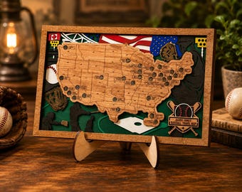Personalized MLB Stadium Tracker Map, Baseball Stadium Map USA, Custom Map, Father’s Day Gift, MLB Stadium Map, Ballpark Tracker