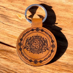 Custom Dungeons and Dragons Keychain: Engraved D&D Gift, Personalized DnD Leatherette Keychain, Dungeon Master Gift