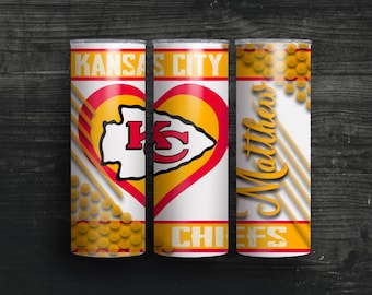 Vaso personalizado de los Chiefs: 20 onzas líquidas de acero inoxidable, regalo para fanáticos del fútbol