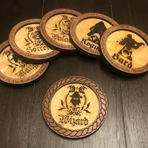 Customizable D&D Wooden Coaster, Personalized, DND , Dungeons and Dragons, Coffee, Hot Chocolate, Soda, Pop, Cola, Beer, Wine, Whiskey, Rum