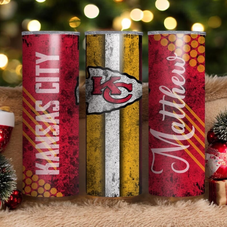 Personalized Chiefs Tumbler: 20 oz Stainless Steel Kansas City Football image 3