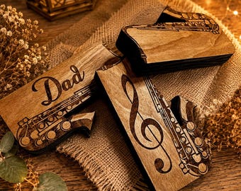Porta-ance per sassofono personalizzato, custodia in legno su misura, porta-ance inciso, regalo per insegnante di musica, regalo per sassofonista, regalo per gruppo musicale