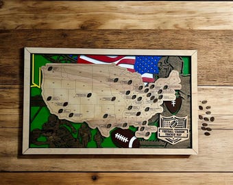 Personalized Football Stadium Tracker Map, NFL Stadium Map USA, Football Fan Gift, Father’s Day Gift for Dad, Sports Travel Map