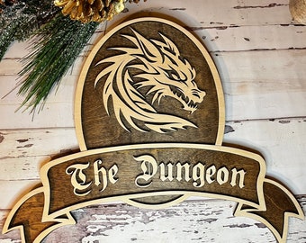 Dragon Sign, Custom Dragon Sign, DND Gift, Game Room Sign, Dungeons and Dragons Sign, Custom Dnd Sign, DND Sign, Gift For Dungeon Master