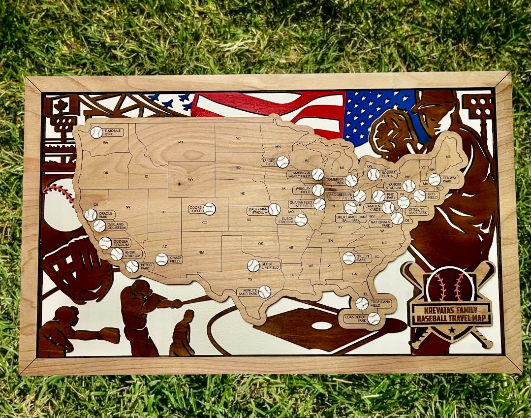 Personalized MLB Stadium Tracker Map, Baseball Stadium Map USA ...
