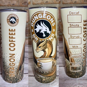 D&D Dragon Coffee Tumbler - Customizable Gift, Hot and Cold Drinks, 20oz, Dungeons and Dragons, Dungeon Master, Larping, RPG, Cosplay, Nerd