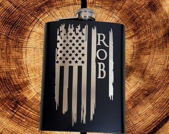 Personalisierte amerikanische Flagge Whisky Flasche: Graviertes Edelstahlgeschenk
