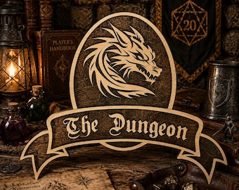 Personalized DND Sign, Dungeon Sign Custom, Game Room Decor, Man Cave Wall Art, Dungeons and Dragons Gift, Father’s Day Gift, Fantasy Decor