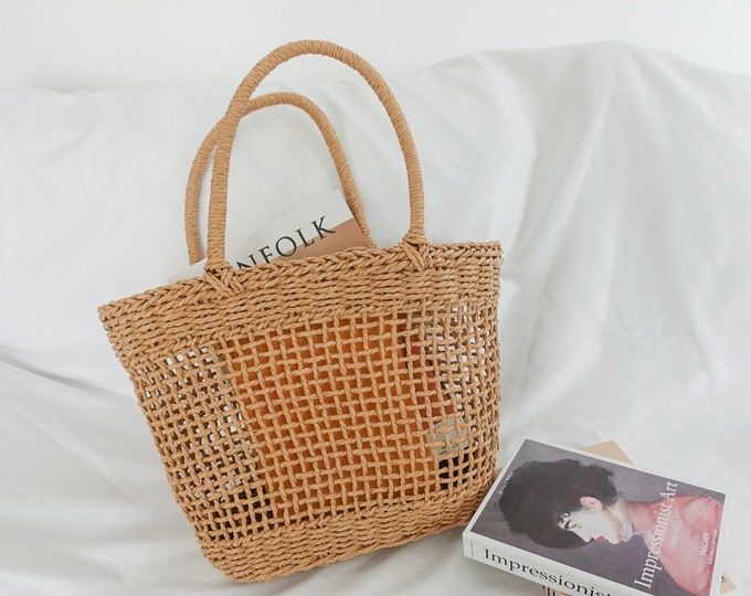 Straw Bag Straw Tote Shoulder Bag Handmade Tote Handmade Etsy