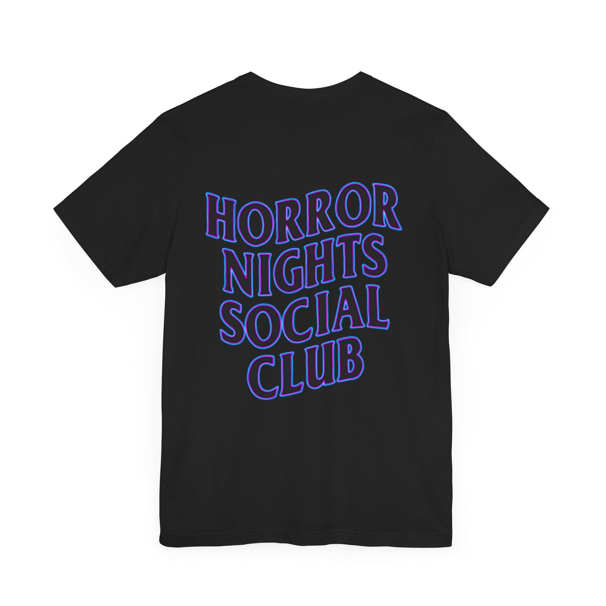 HHN Horror Nights Social Club - Purple and Blue Neon - Halloween Horror Nights Inspired Tee