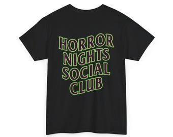 HHN Halloween Horror Nights inspired Horror Nights Social Club Neon Tee - Green and Pink Neon