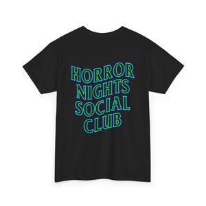Halloween Horror Nights Inspired Horror Nights Social Club Neon Tee - Blue and Green